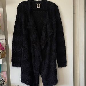 BCBG MAX AZRIA|Black Fuzzy Open Cardigan|Small|EUC